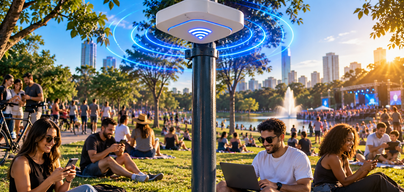 Hotspots em parques com grande fluxo de pessoas - rede, captive portal e LGPD na prática