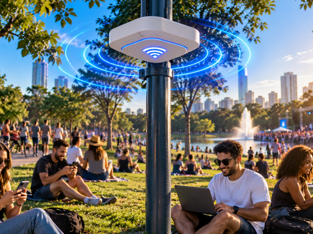 Hotspots em parques com grande fluxo de pessoas - rede, captive portal e LGPD na prática